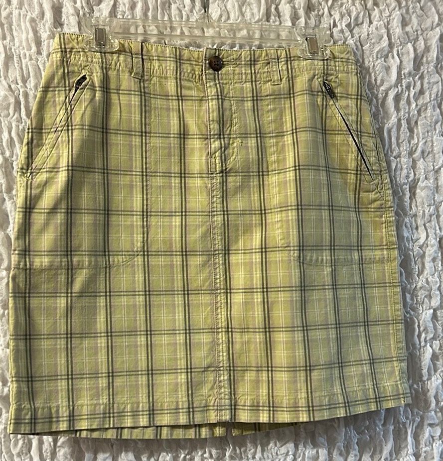 Eddie Bauer: Plaid Cotton Skirt, Multiple Pockets, Belt Loops, Size: 6