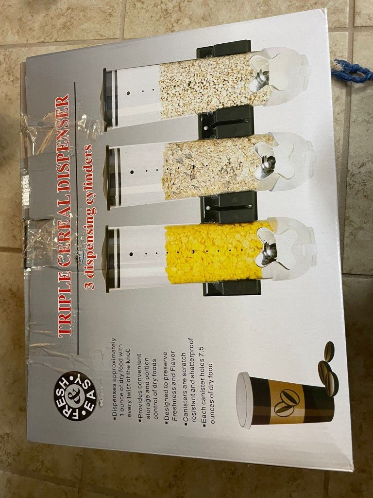 Triple Food Dispenser Cereal Containers Storage Dispenser