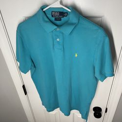 Polo Ralph Lauren Custom Fit Aqua Polo Shirt - Size Large - Classic Style