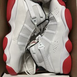 Jordan 6 Rings white university, red black blanc