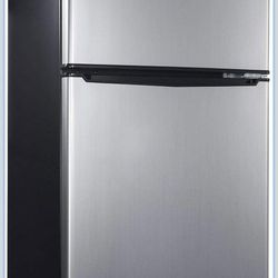 WILLZ Compact Refrigerator, 3.1 Cu.Ft Fridge With Dual Door, Adjustable Mechanical Thermostat with True Freezer, Reversible Doors, Stainless 