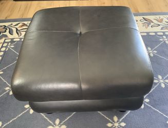 Leather Ottoman with Storage Compartment