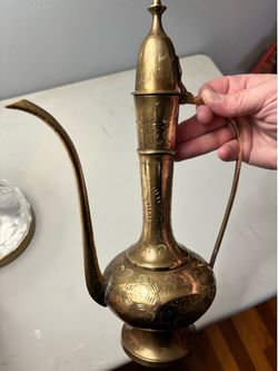 Vintage indian brass ewer teapot