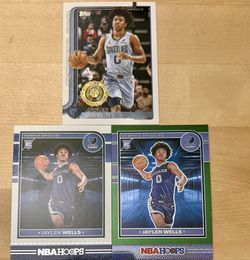 Jaylen Wells Rookie 3-Card Lot | Topps Rookie Team Gold + Hoops Green RC | Grizzlies