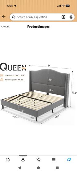 Queen bed frame - Black Velvet used but back in box