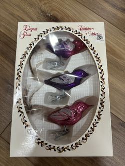 Vintage Glass Christmas Ornaments Birds 