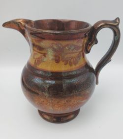 Victorian Dark Floral Band Copper Lustre Creamer