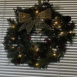 Christmas Wreath 12 Inches With Lights