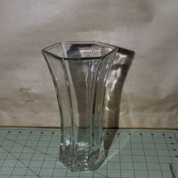 Indiana HOOSIER 4040 Heavy Glass Vase 6 Side Hexagon Clear Vase 9"  
