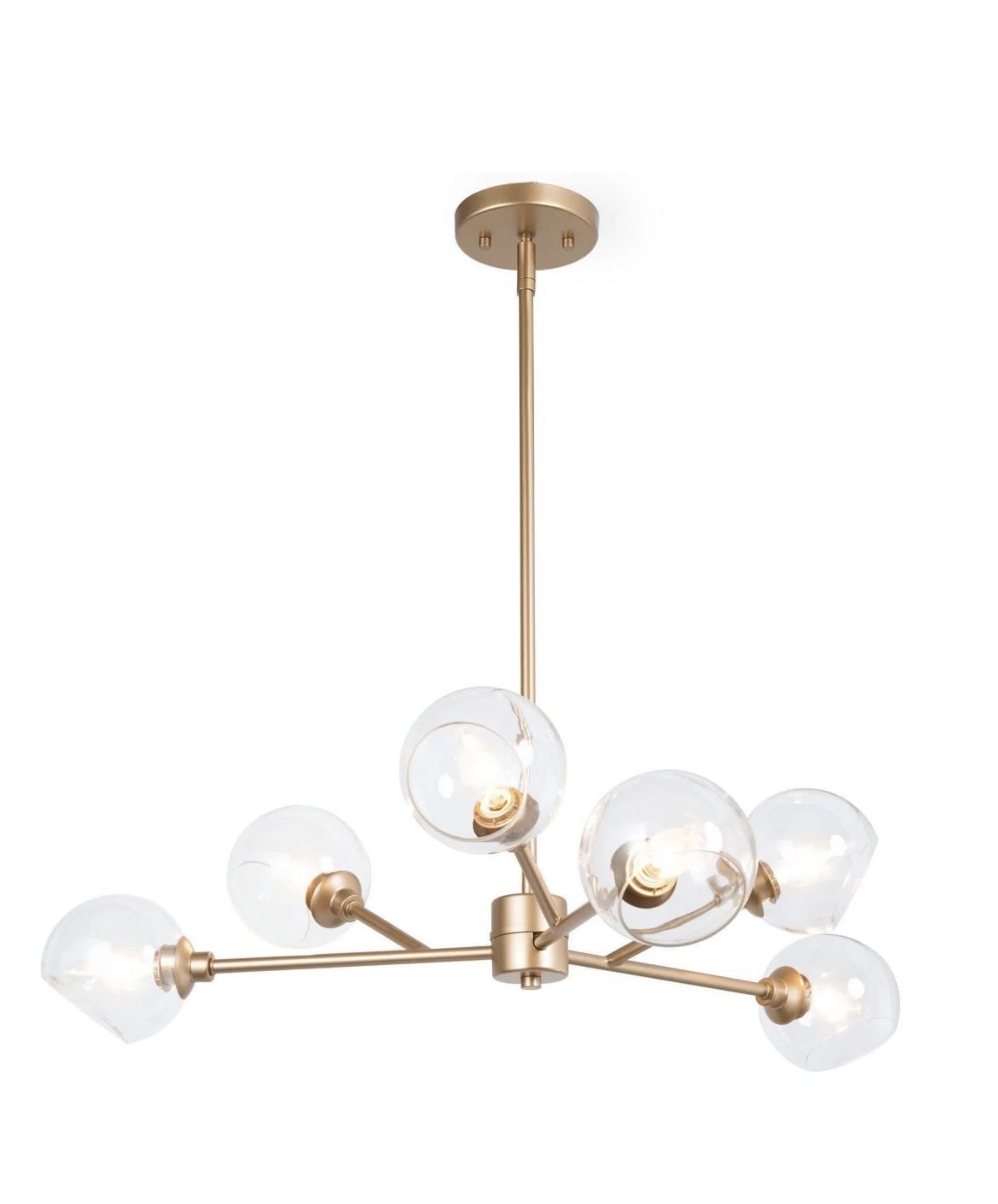 Belles Lighting Mid Century Celviane 6-Light Gold Chandelier 28” Pendant Retail $269.99 NEW