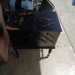 Antique Wooden Sewing Case 