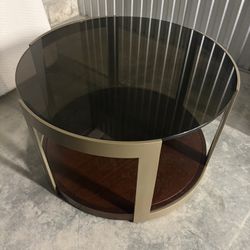 Coffee Table - Wood W/ Tempered Glass