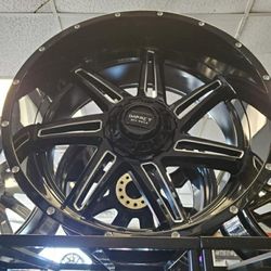 24x12 Impact 6x139 6x135 Gloss Black Milling Windows Wheels And Tires 33/1250/24