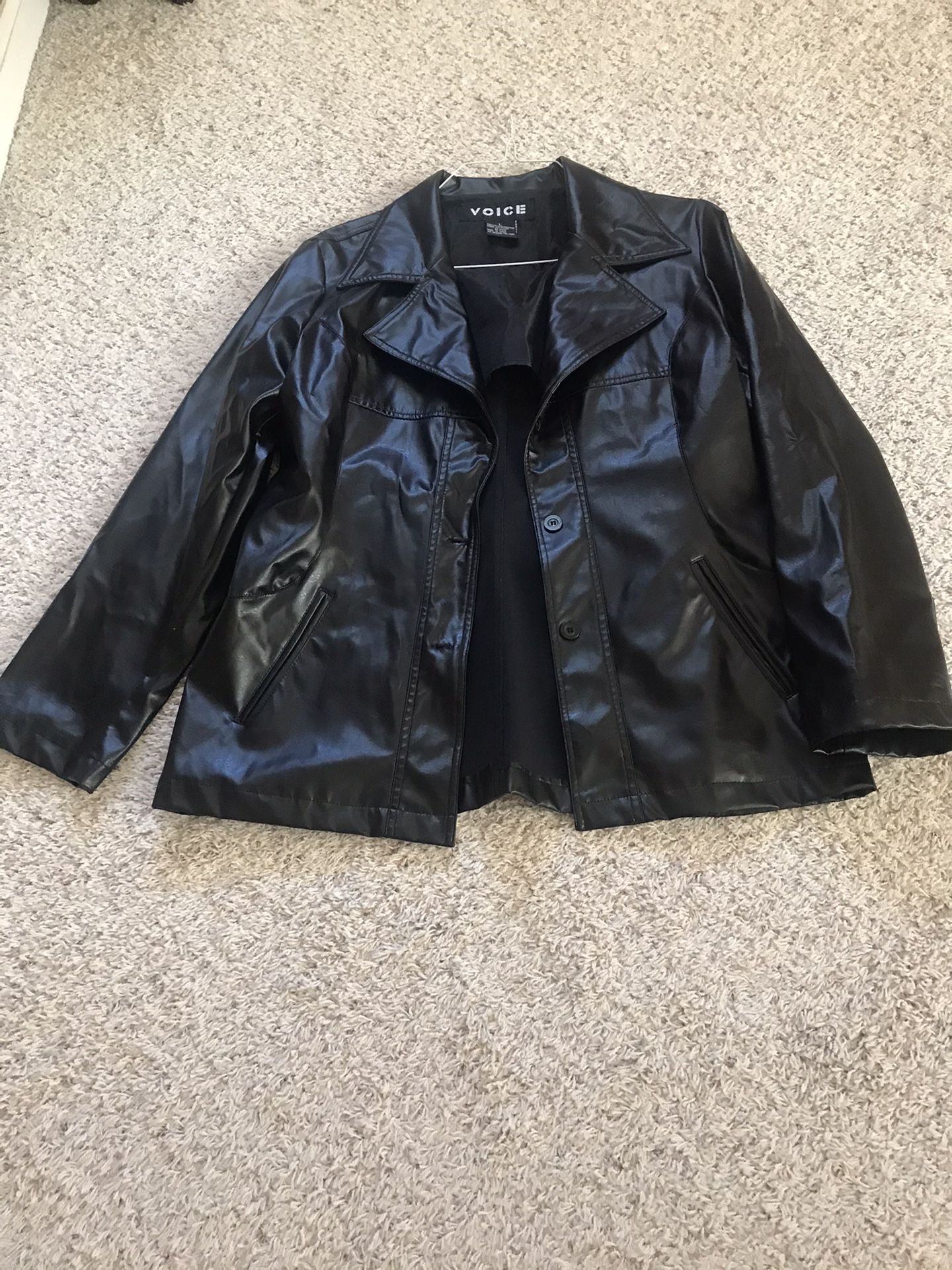 Vintage Jacket, Black Shine Leather Look