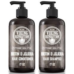 Viking Revolution Biotin Shampoo & Conditioner Set Eucalyptus w/ Jojoba & Mint Oil 17oz Men’s Hair Care