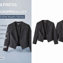 Express Black Cropped Blazer – Size 00 (Fits Youth / Girls)  