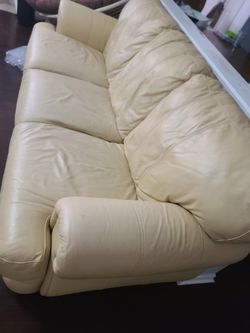Italian Cream Leather Sofas