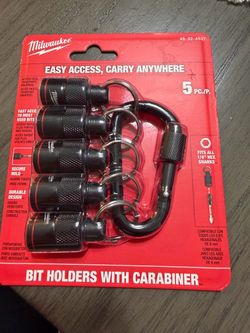 Milwaukee Bit Holders with Carabiner 5-Piece
