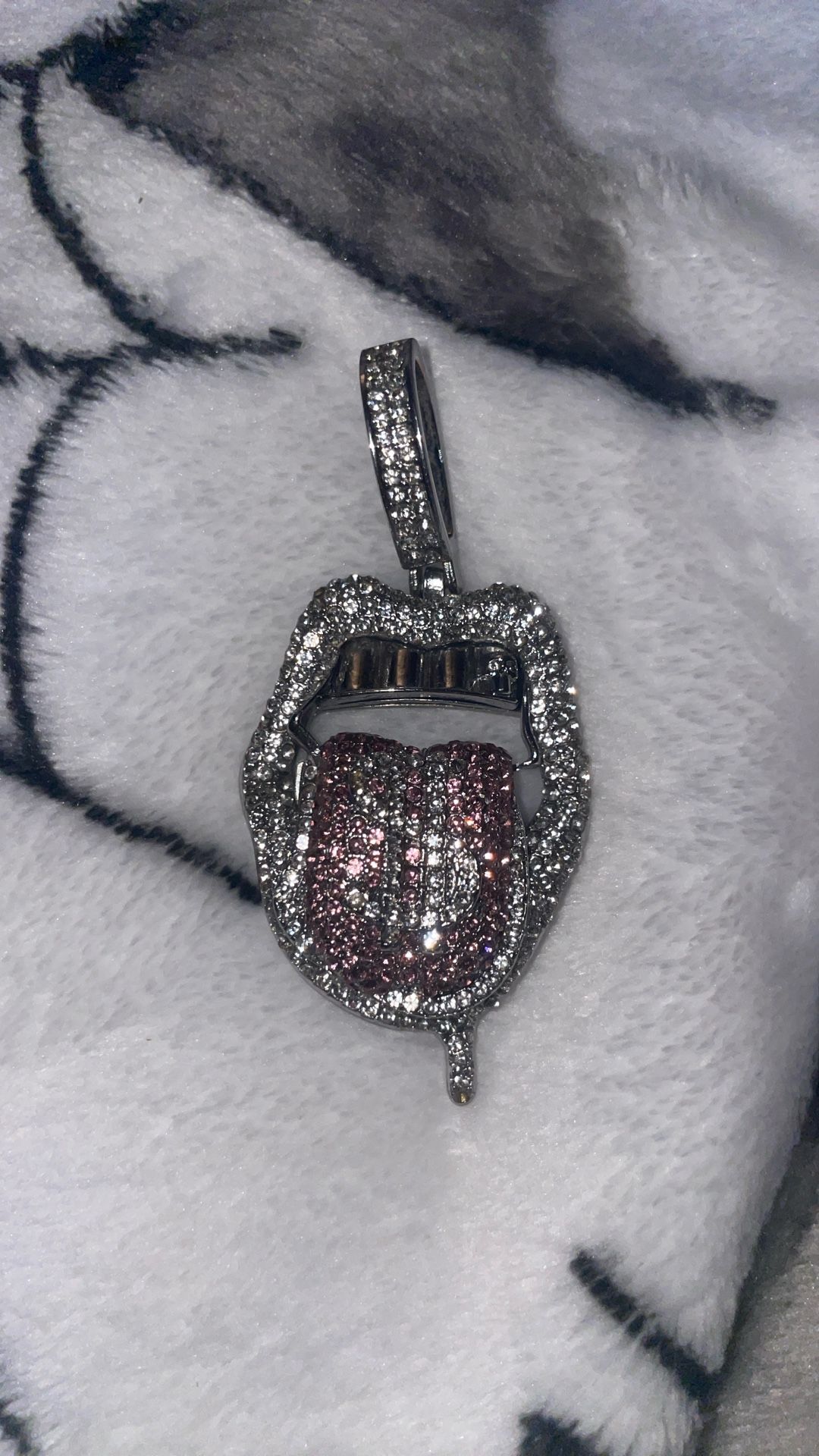 All Silver Pendant Blasted In Dimonds 