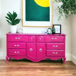 Hot Pink French Provincial Dresser Buffet Credenza Sideboard 