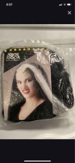 Witch wig black hair white streaks Adult