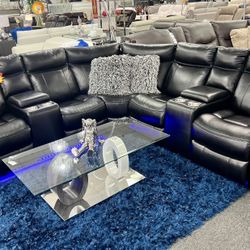 Best Deal✅Gorgeous Black Reclining Sofa Sectional W/Led Lighting $1599 Limited Time Offer😱