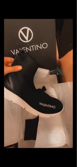 Like New Valentino Black Chelsea Boot with White Sole