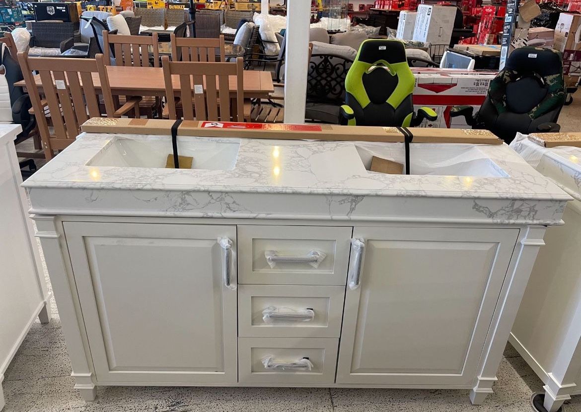 Home Decorators Esparto 60" vanity Off White