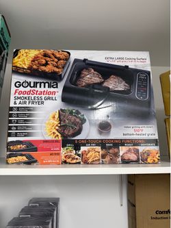 New Gourmia FoodStation Smokeless Grill & Air Fryer - 5-in-1 Indoor Grill (Extra Large)