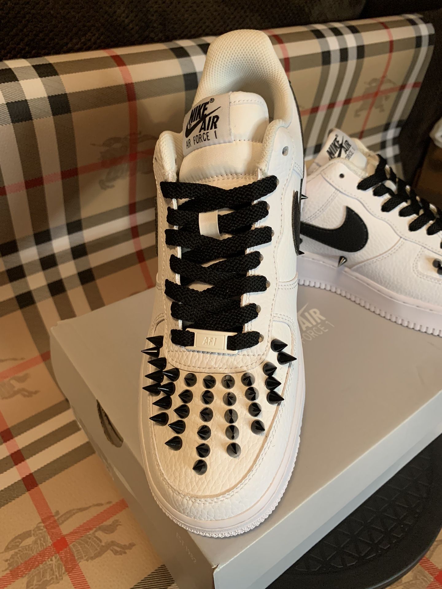 Brand New Custom Nike Air Force 1 With Black Spikes