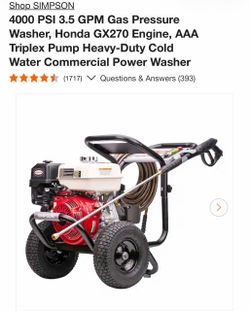 Simpson Honda Pressure Washer
