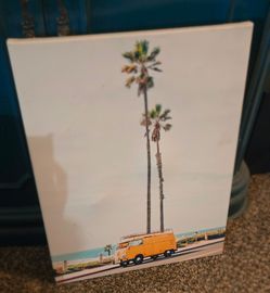VW Bus Beach Scene Canvas Wall Art