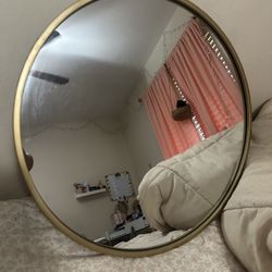 Gold Round Mirror