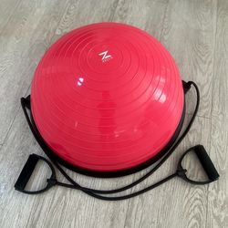 Balance Ball Trainer with Resistance Bands, Inflatable 23 Inch Exercise Half Ball
