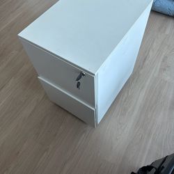 White 2-Drawer Locking File Cabinet with Keys