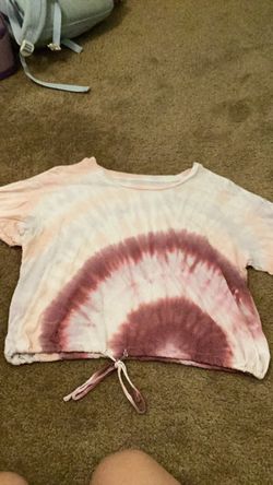 Tie-Dye Crop Top with Drawstring Hem