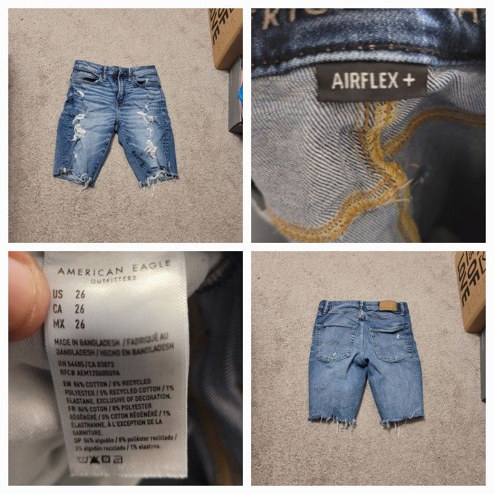 American Eagle Mens Jean Shorts Distressed Size 26 4 Pairs