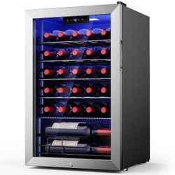 17 in. Single Zone 25-Bottle Freestanding Wine Cooler in Black with Digital Control, Removable Shelv