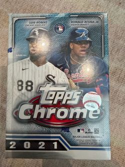2021 Topps Chrome Baseball Blaster Box Factory Sealed Luis Robert / Acuña Cover