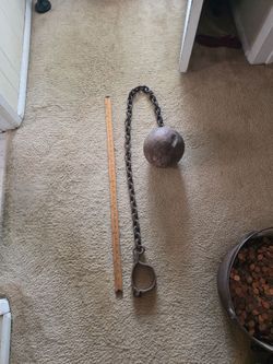 Cast iron or wrought iron ball and chain
