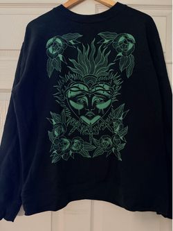 Black Sweatshirt with Green Tattoo Design size Large