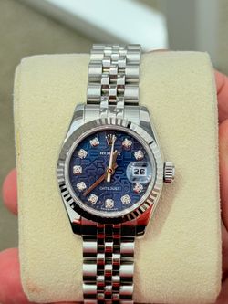 2009 Rolex Ladies 26mm DateJust Blue Anniversary Diamond Dial Model 179174