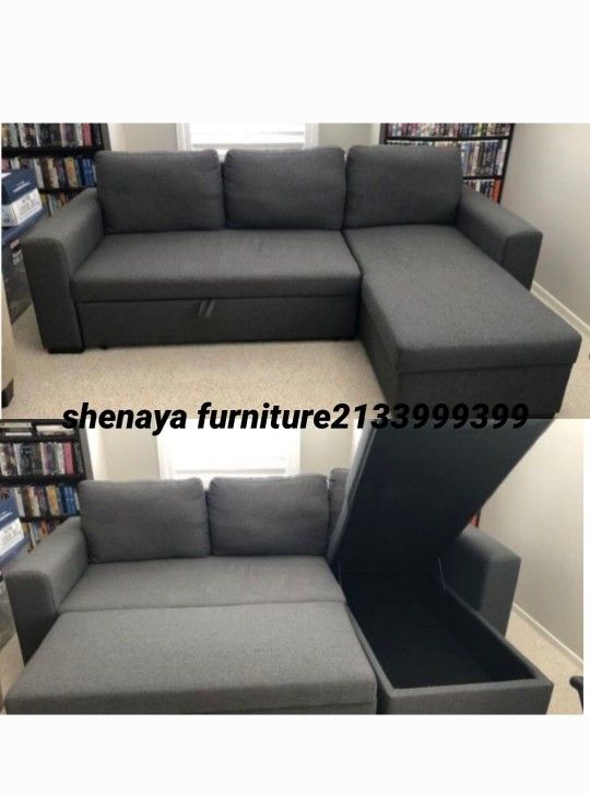 Ash Black Sectional Sofa Sleeper New
