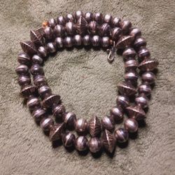 St.Silver Navajo Handmade Pearl Beaded Necklace 18" 