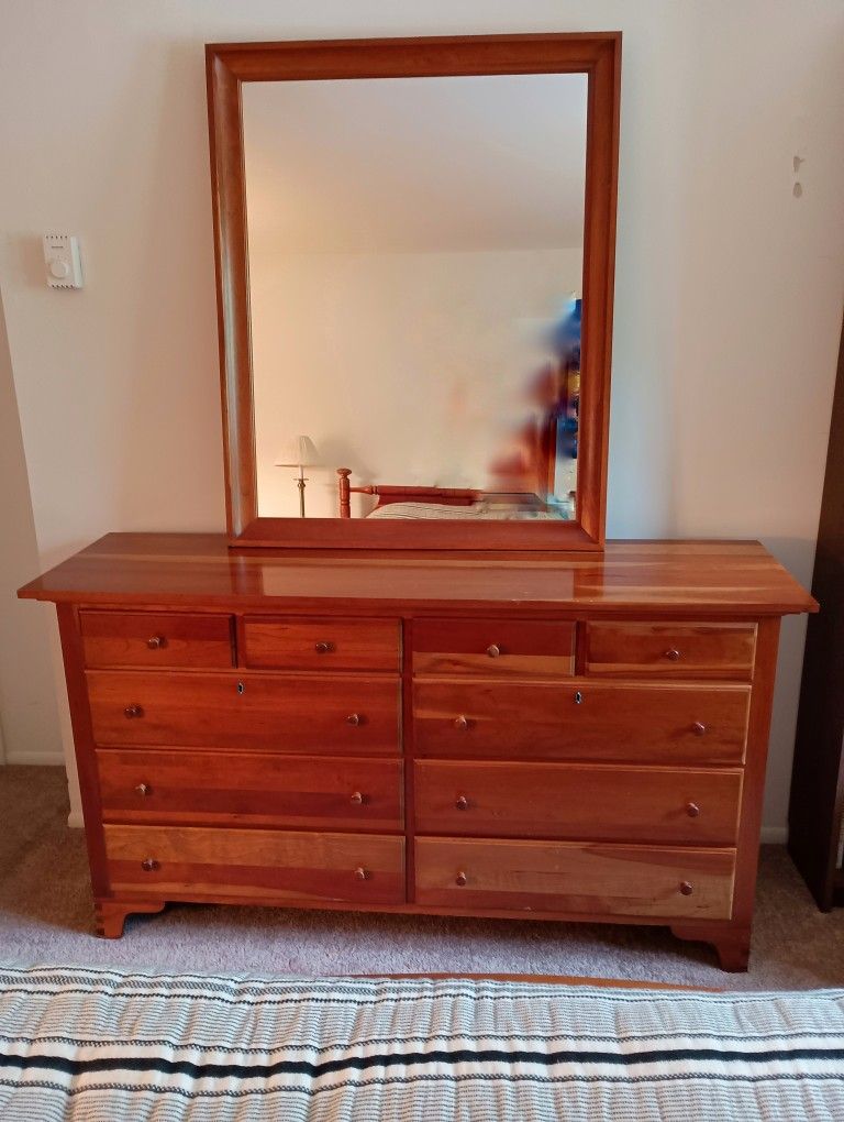Dresser + Mirror – Solid Cherry Hardwood – $400 OBO