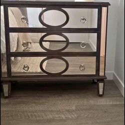 Vintage Wood Mirrored Dresser