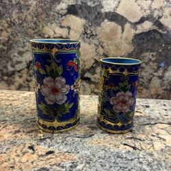 Chinese Cloisonné Flower Pen Holder 