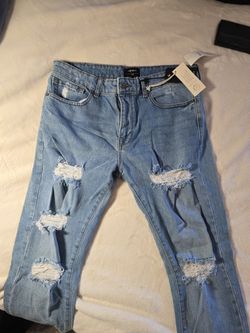 Mens Blue Ripped Jeans Slim