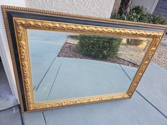 Black And Gold Trimmed Decorative Mirror