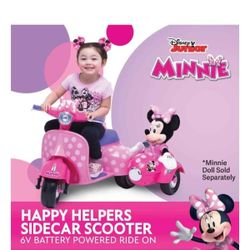 Disney Minnie Mouse 6V Happy Helpers Scooter With Sidecar Ride-On Toy By Kid Trax , 1mph